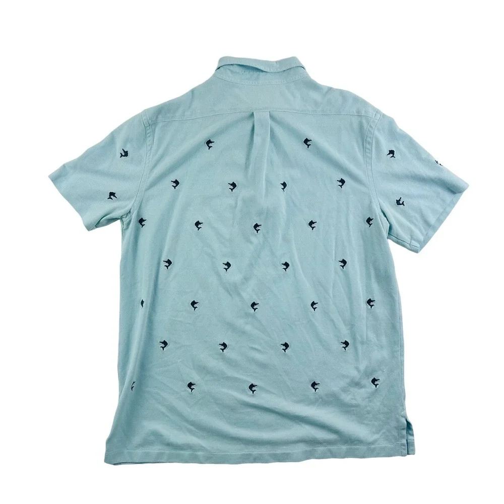 Ralph Lauren Lt Blue w/ Embroidered Marlin All‎ Over Knit Oxford Polo Shirt XL